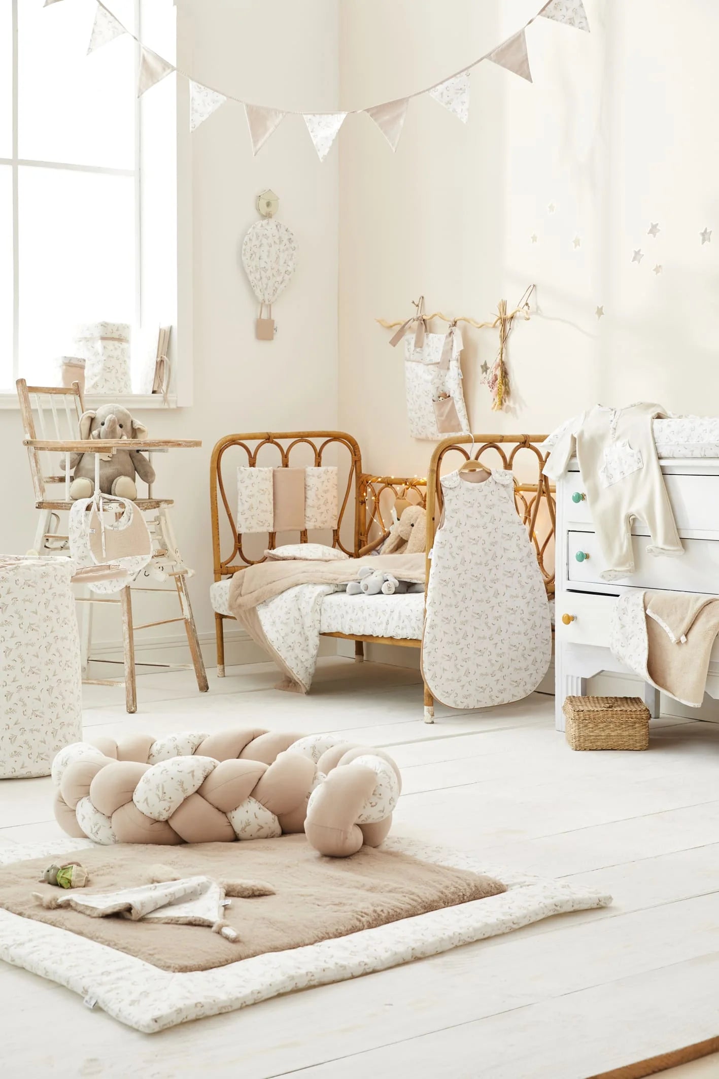 Pyjama coton beige Feuilles/libellules