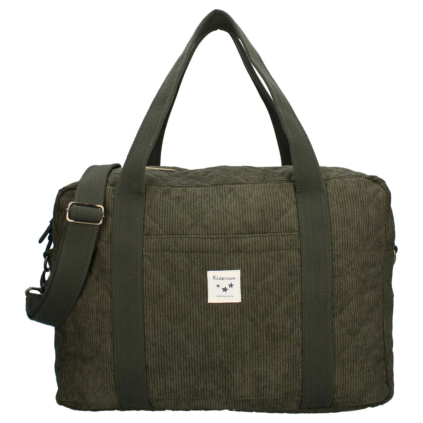 Sac à langer velours kaki avec matelas à langer