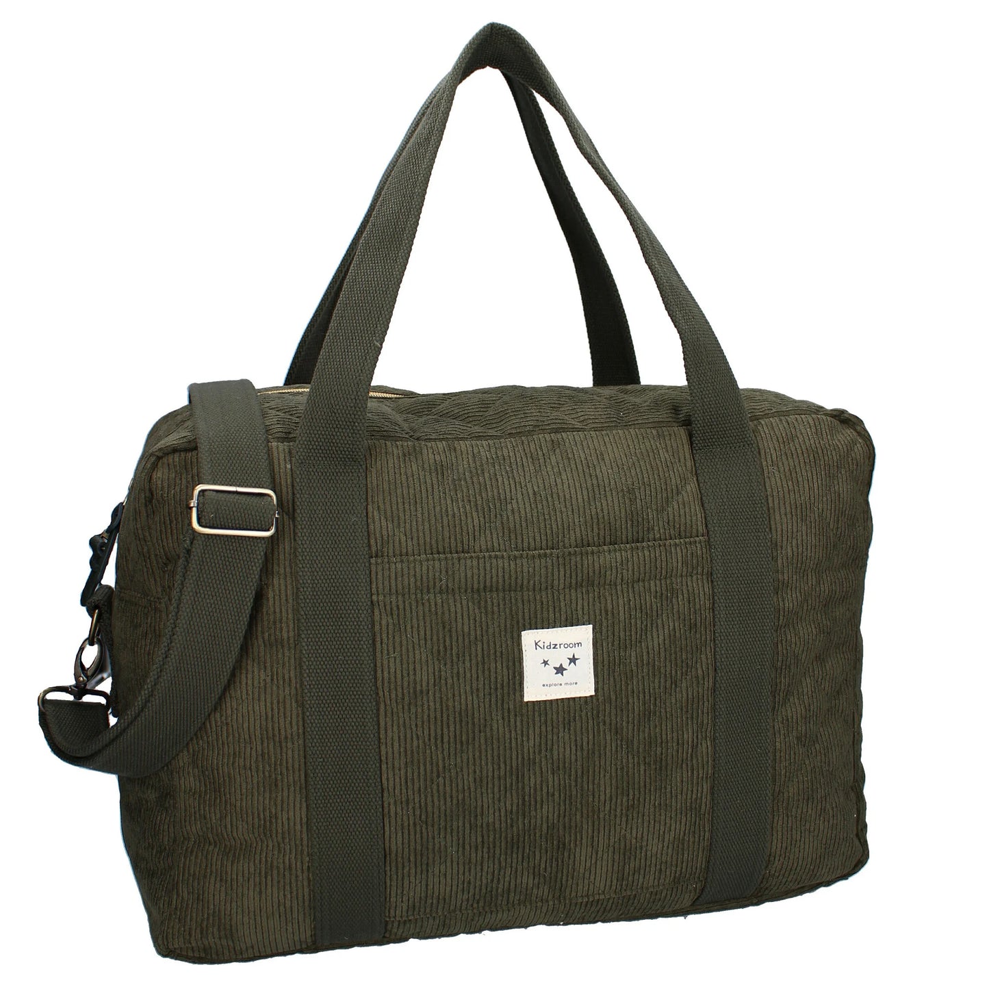 Sac à langer velours kaki avec matelas à langer