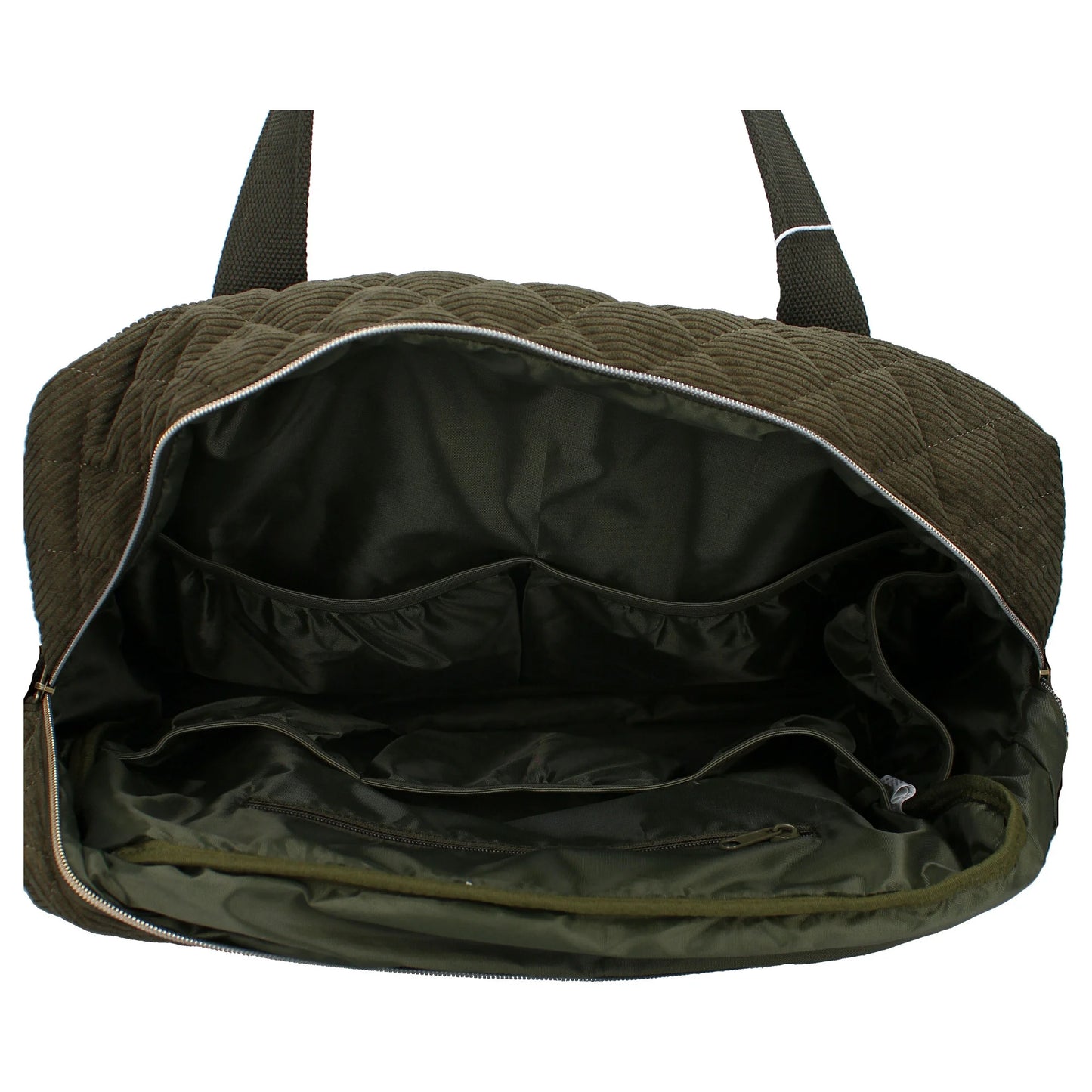 Sac à langer velours kaki avec matelas à langer
