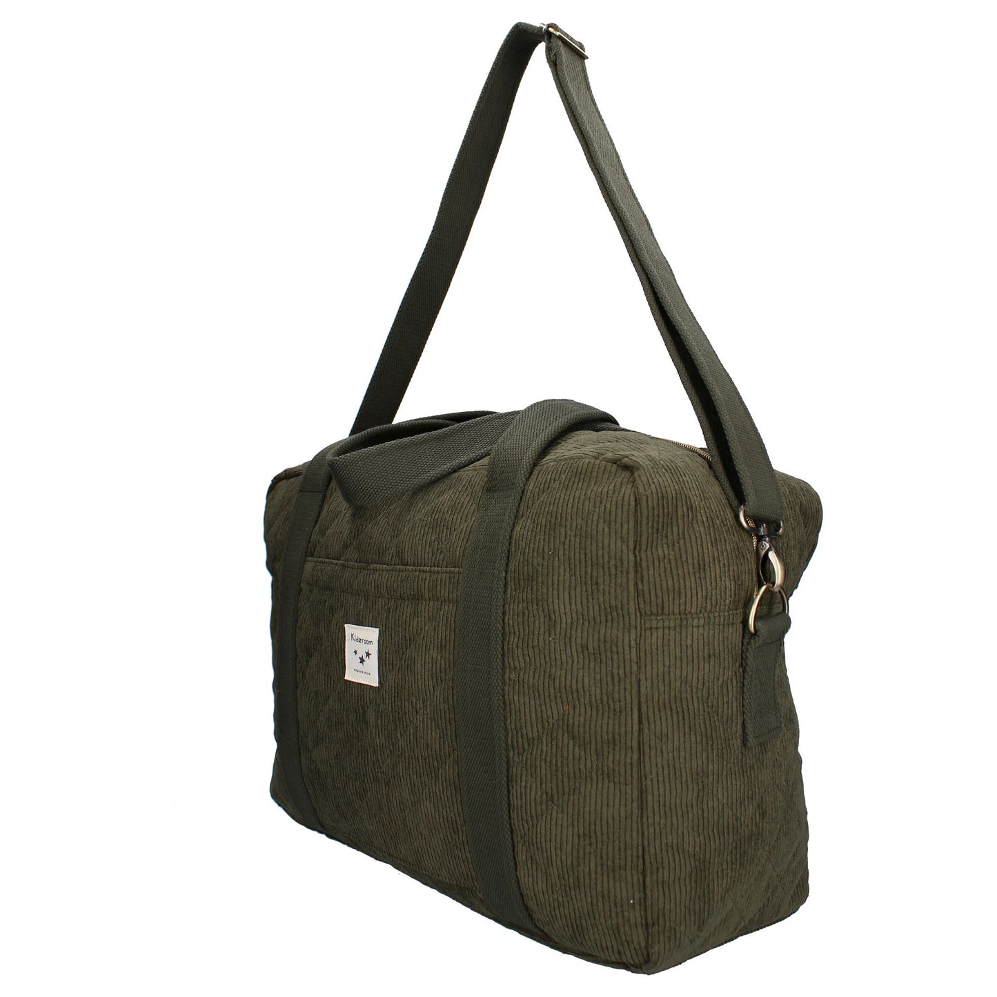 Sac à langer velours kaki avec matelas à langer