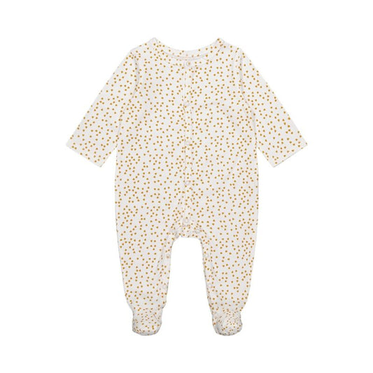 Pyjama Amalia blanc mini cœurs moutarde Rose in April