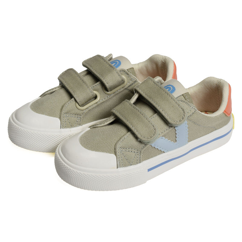 Victoria : baskets Kaki en toile à scratch