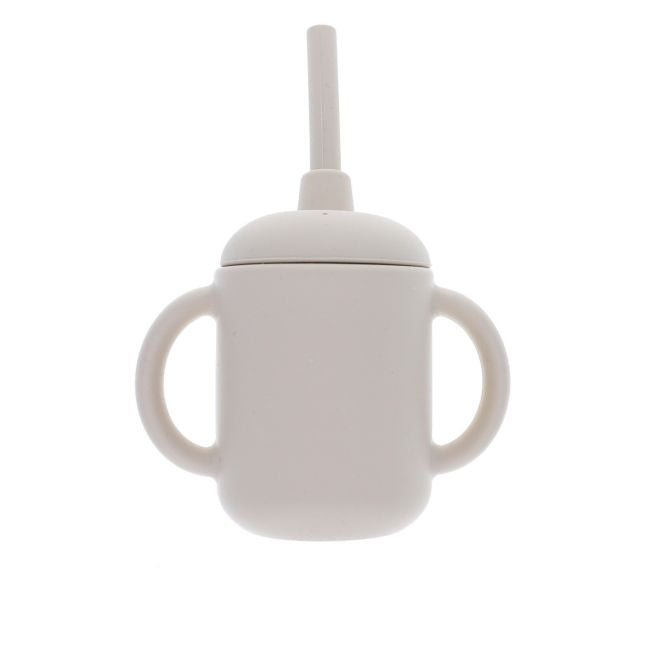 Gobelet avec paille et 2 anses en silicone beige