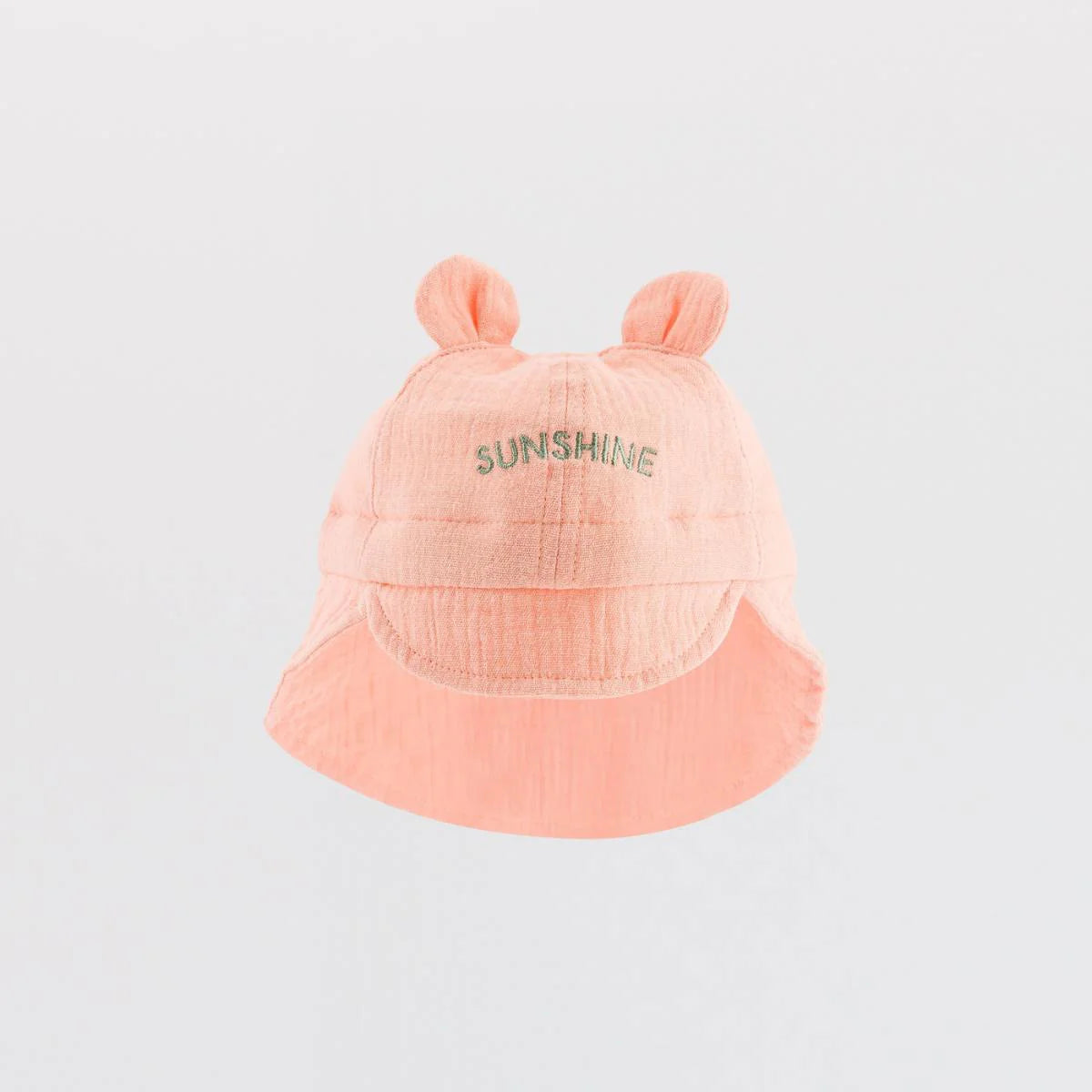 Chapeau bébé Sunshine en gaze de coton corail
