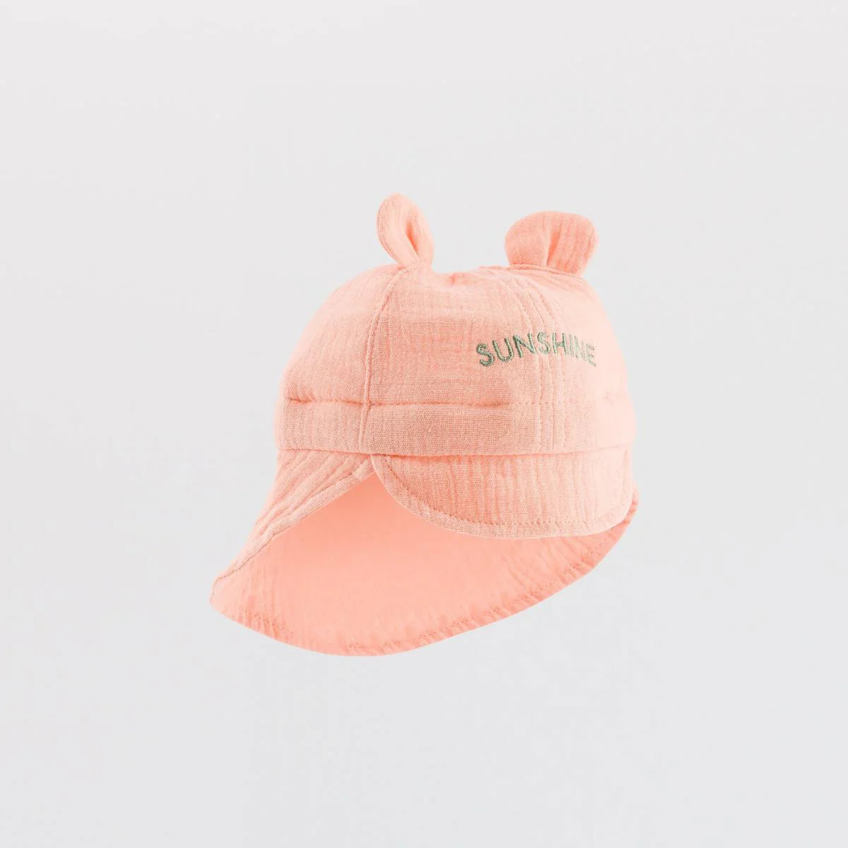 Chapeau bébé Sunshine en gaze de coton corail