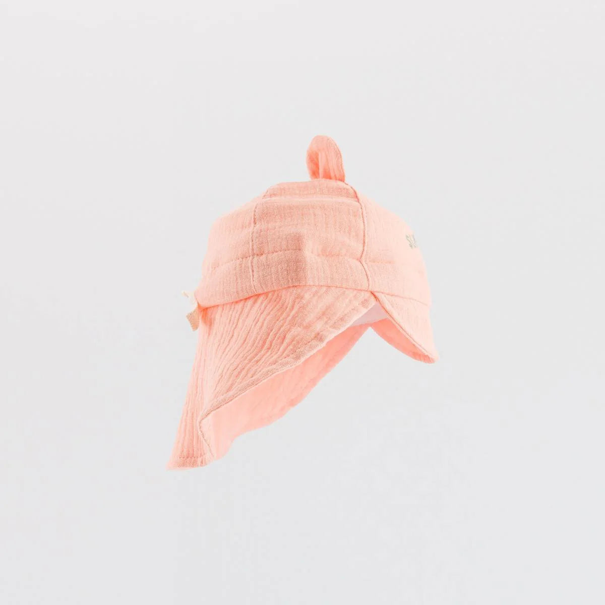 Chapeau bébé Sunshine en gaze de coton corail