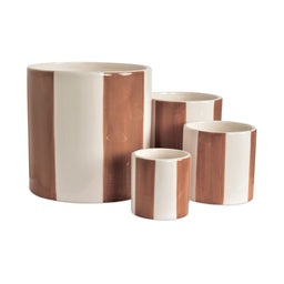 Set de 4 pots à rayures marrons