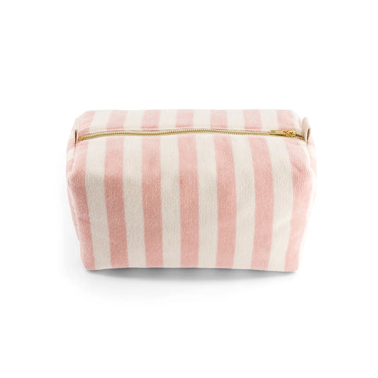 Trousse de toilette Vic rayée rose pâle en éponge