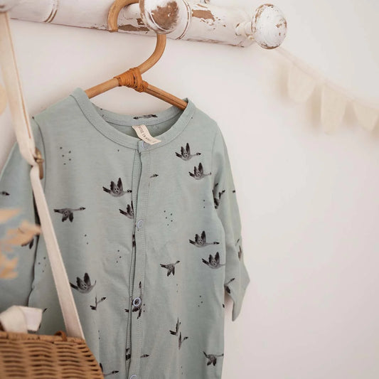 Combinaison sans pied Pia jersey oie bleu