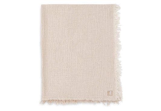 Couverture en gaze de coton Fringe biscuit 120x120cm