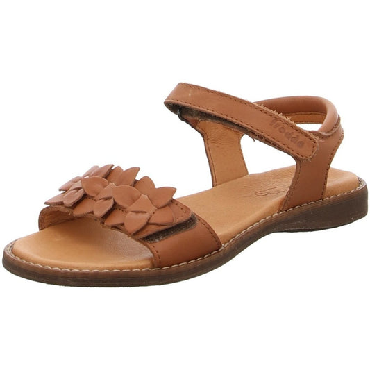 Sandales Lore Flowers en cuir camel à scratch
