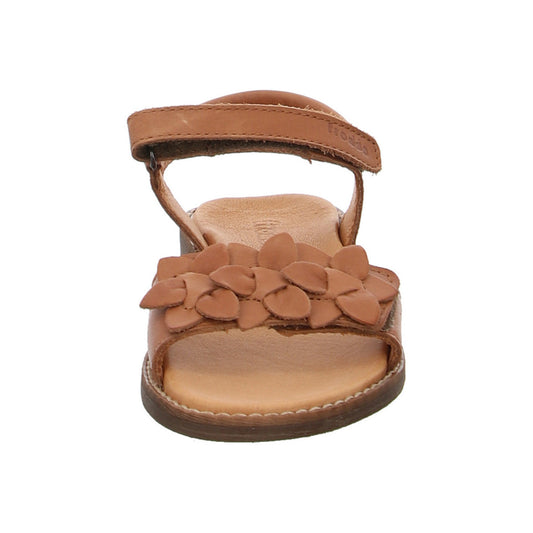 Sandales Lore Flowers en cuir camel à scratch