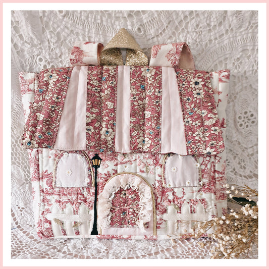 Cartable maternelle maison toile de Jouy