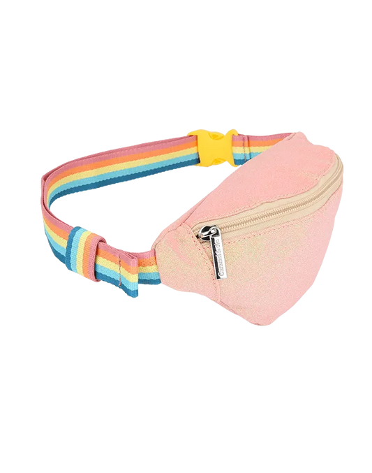 Sac banane fille à paillettes corail