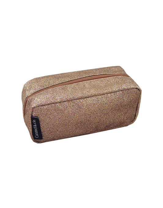 Trousse 3 compartiments à paillettes cuivre Caramel & Cie