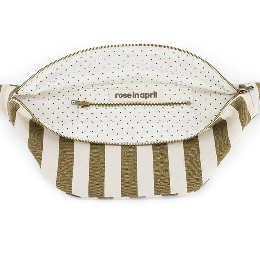 Sac banane rayures Olive/Greige