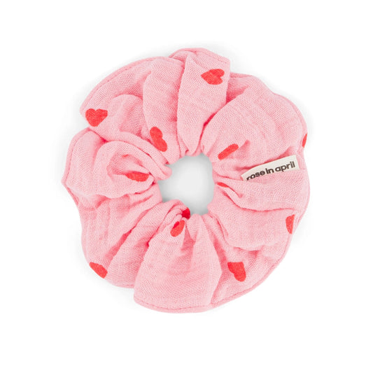 Chouchou rose/coeurs rouges