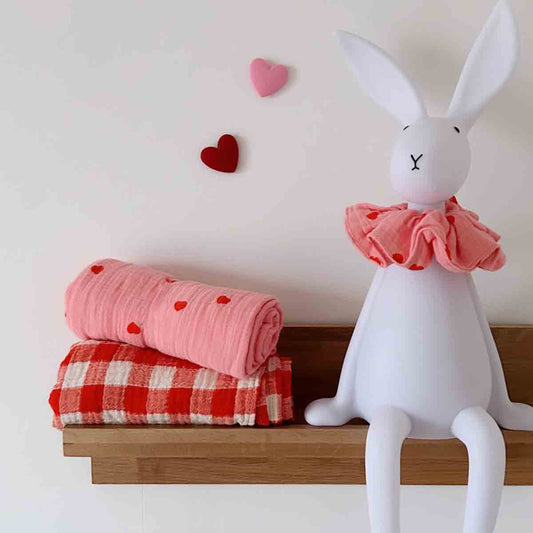 Chouchou rose/coeurs rouges