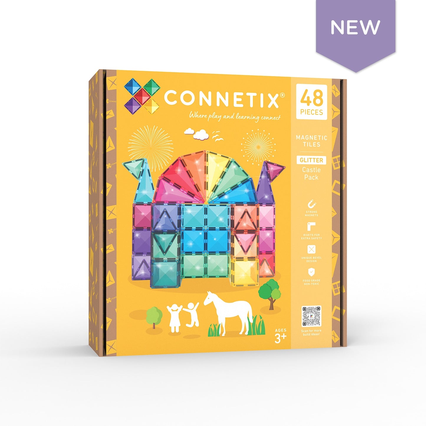 Connetix Glitter Castel pack de 48 pièces