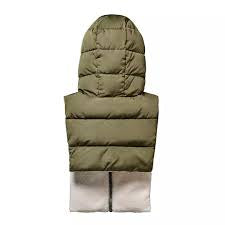 Capuche doudoune kaki/écru effet mouton