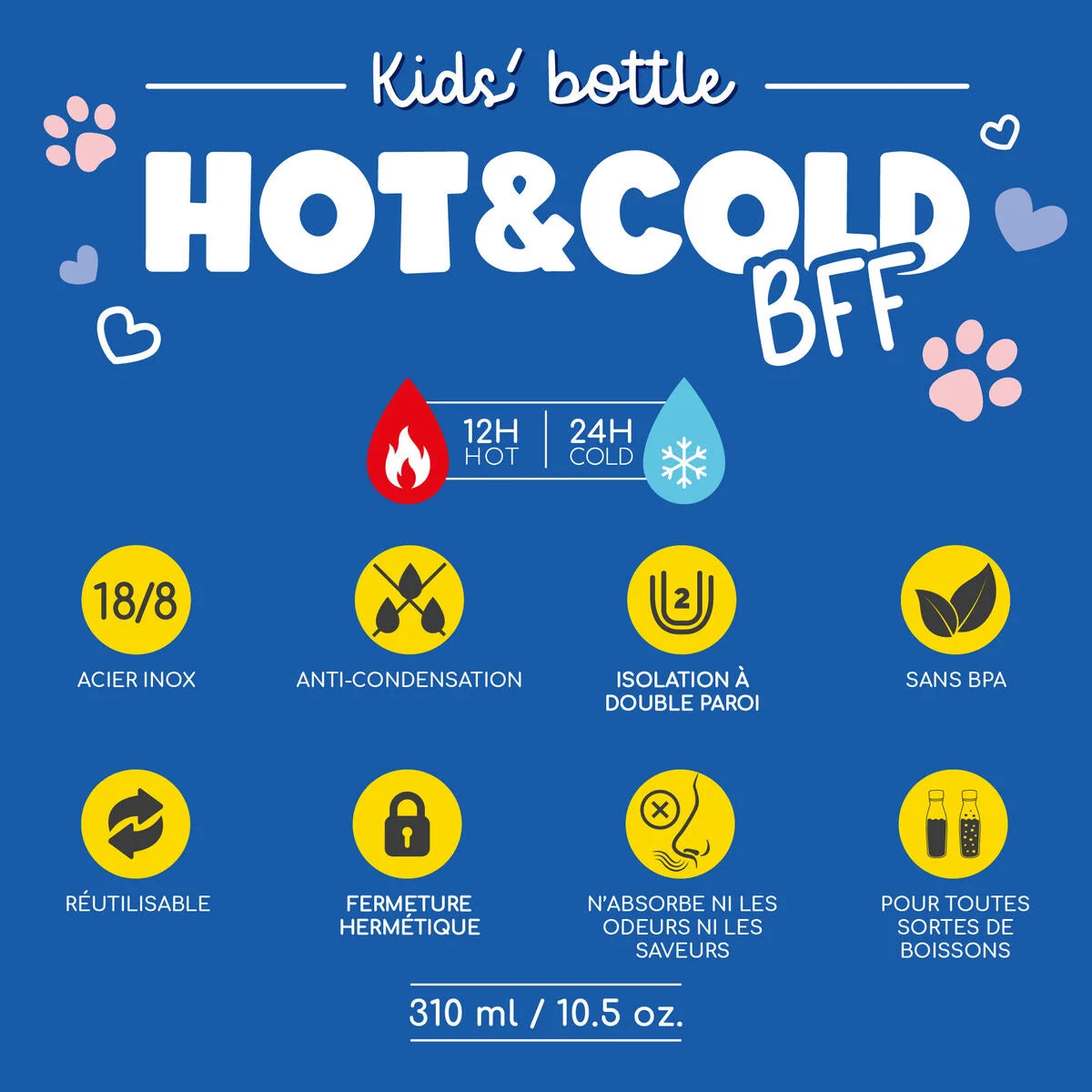 Gourde isotherme Kitty 310ml avec poignée amovible
