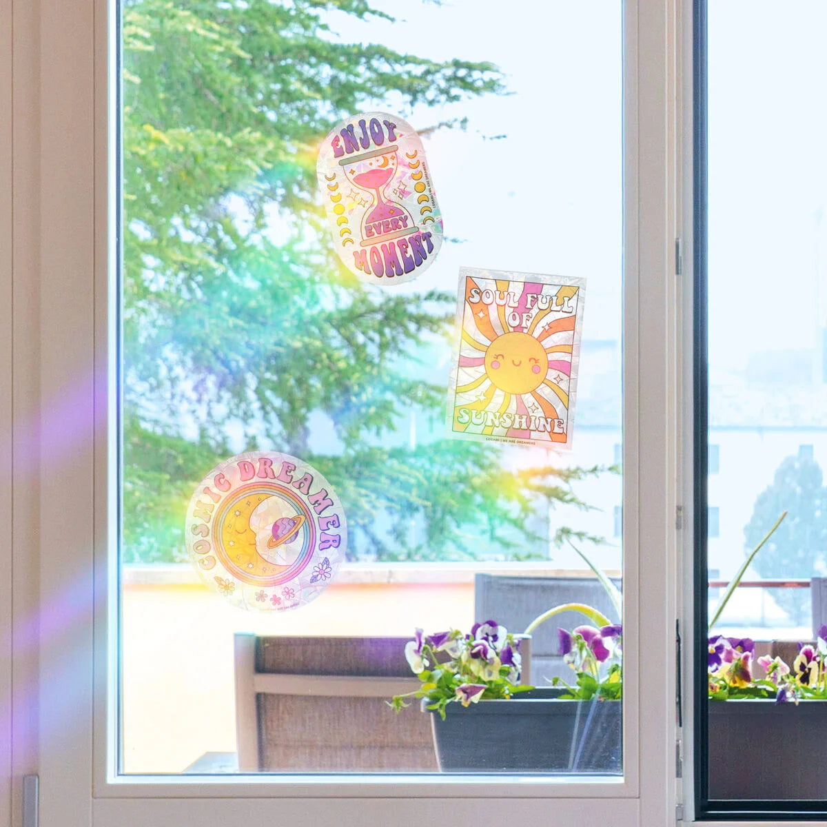 Set de 4 autocollants attrape-soleil Rainbow