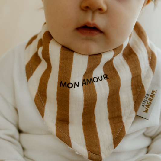 Bavoir bandana gaze rayures larges