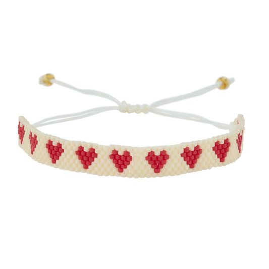 Bracelet réglable perles coeurs ♥️