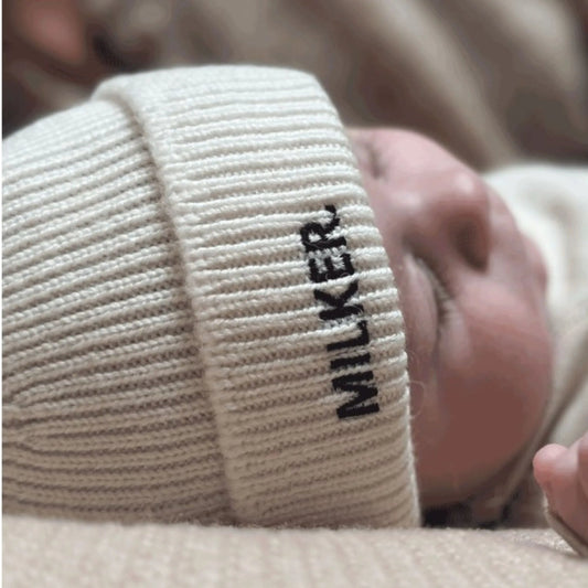 BONNET DE NAISSANCE MÉRINOS   -   MILK
