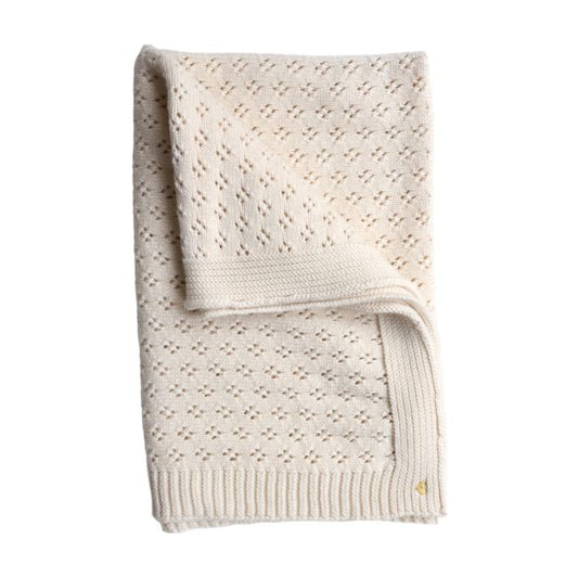 Couverture tricot pointelle ivoire
