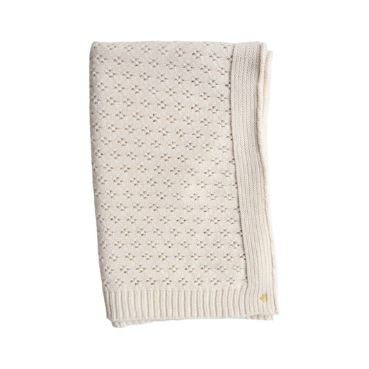 Couverture tricot pointelle ivoire