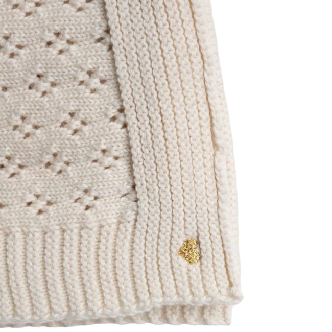 Couverture tricot pointelle ivoire