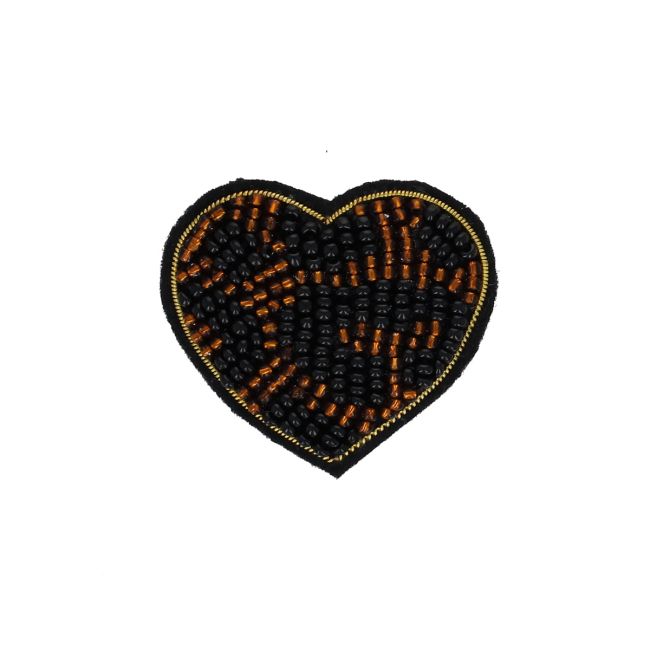 Broche perles coeur léopard