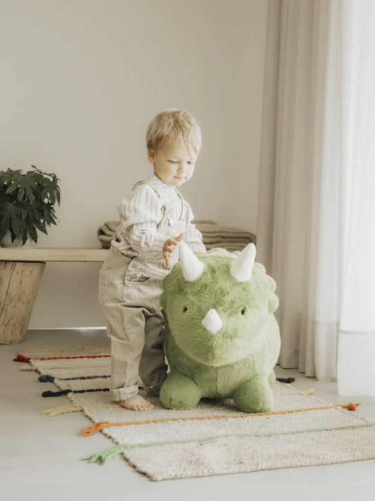 Dinosaure sauteur gonflable en peluche toute douce