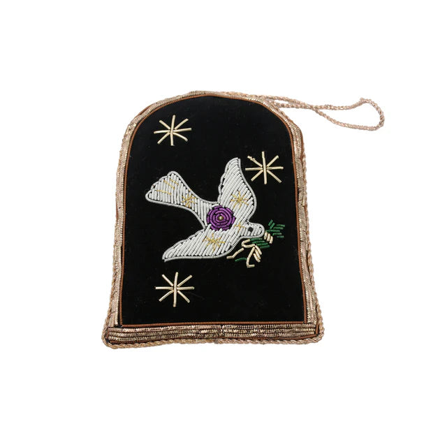 Suspension cadre brodé Colombe