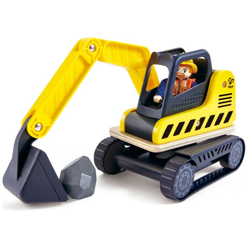 Camion pelleteuse avec figurine en bois