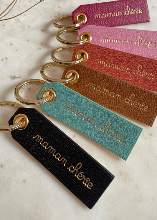 Porte clés en cuir "MAMAN CHERIE"
