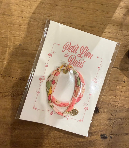 Bracelet Liberty coulissant rose coeur doré