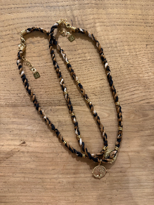 Collier en bandana Léopard 1 pampille