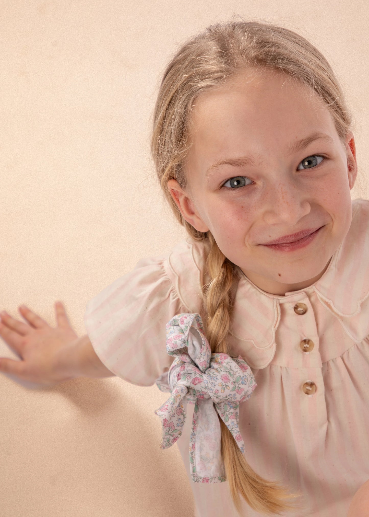 Blouse carmen - rayures roses