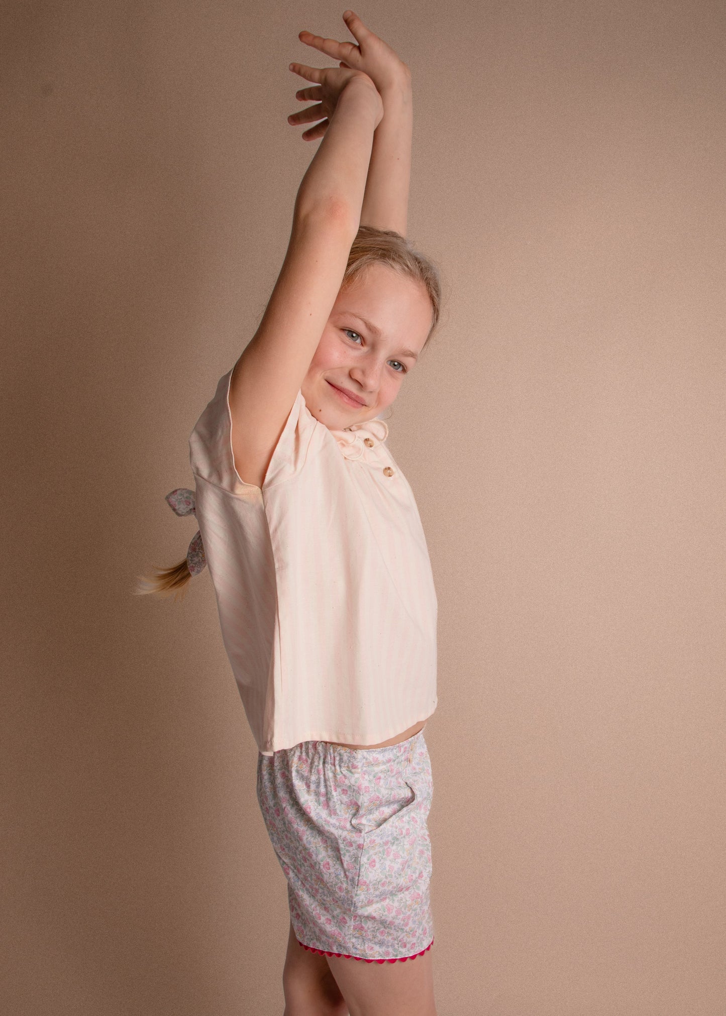 Blouse carmen - rayures roses