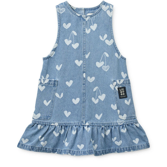ROBE EN JEAN À IMPRIMÉ ET À VOLANTS ANGELICA