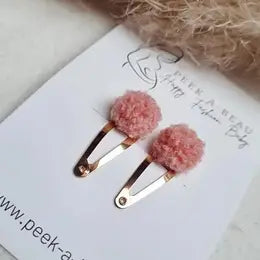 Petites barrettes pompon x2