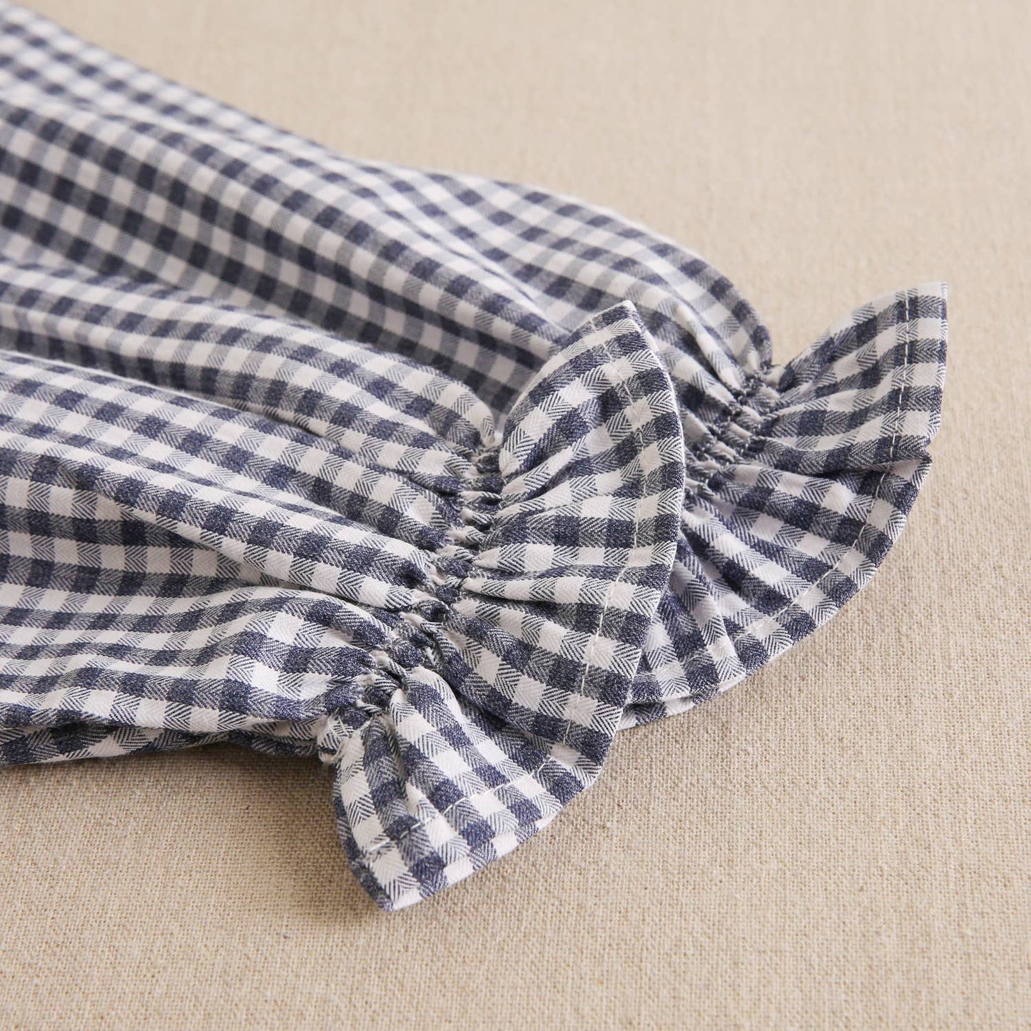 Blouse à manches longues à carreaux bleu et blanc Vichy pour fille