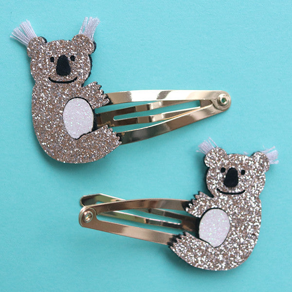 Barrettes cheveux - arc-en-ciel et koala