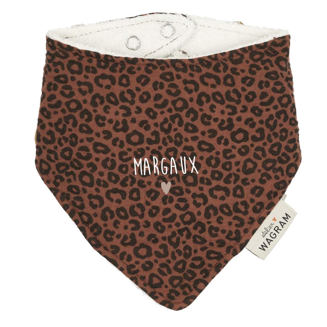 Bavoir Bandana gaze léopard marron