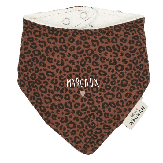Bavoir Bandana gaze léopard marron