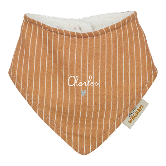 Bavoir bandana gaze rayures fines