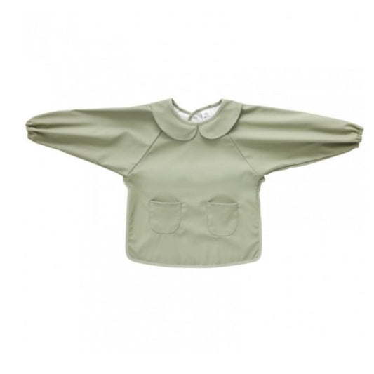 Bavoir tablier col claudine imperméable - uni vert 6/24 mois